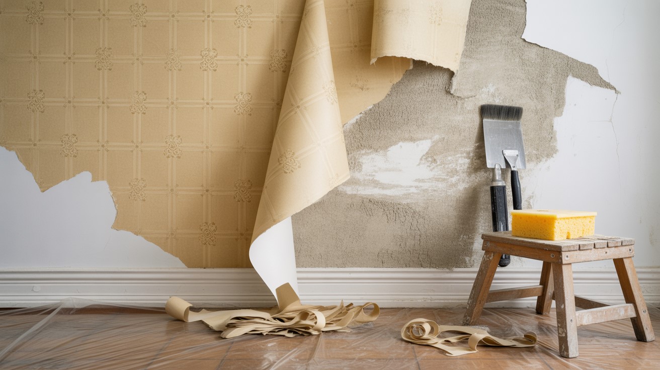 rivning ta bort gammal tapet