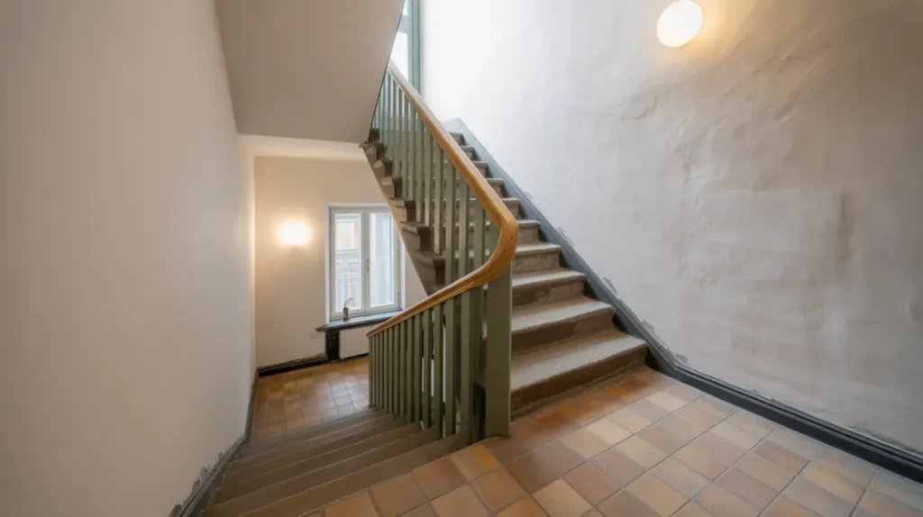 trapphusrenovering med putsreparationer nya klinkergolv och belysning s dermalm stockholm